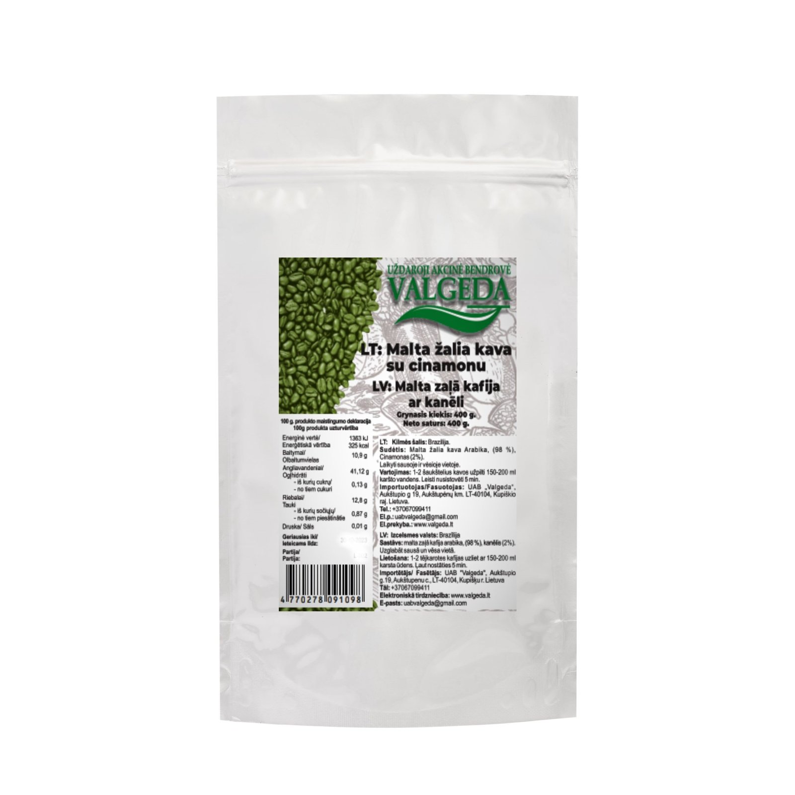 Malta žalia kava su cinamonu 400 g.